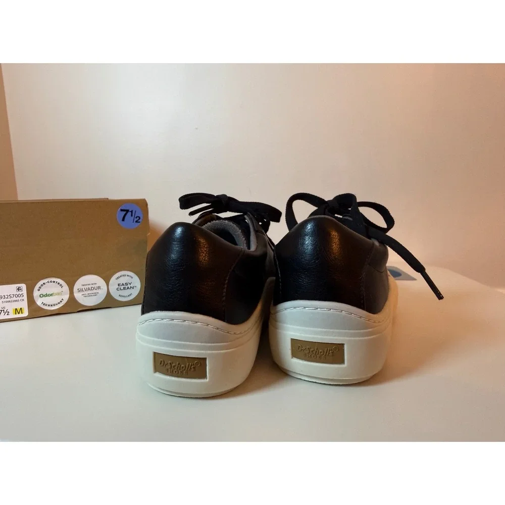 Dr. Scholls Time Off Sneaker Womens 7.5 Black Platform Lace Up Walking Shoe